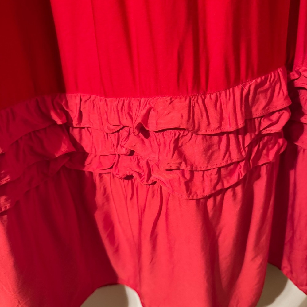 J. Jill Red Flutter Sleeve Ruffle Waist Tiered Midi Dress Womens Size Medium - Picture 4 of 8